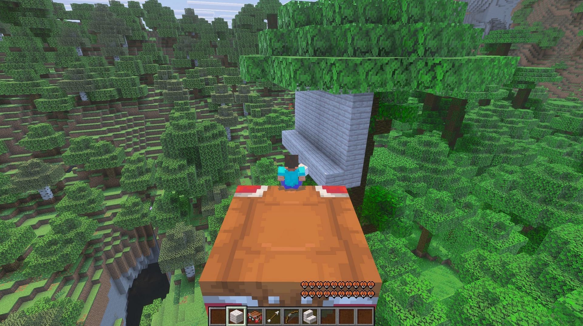 Happy ghasts can be used to build in tricky areas (Image via Sportskeeda Gaming || Mojang Studios)